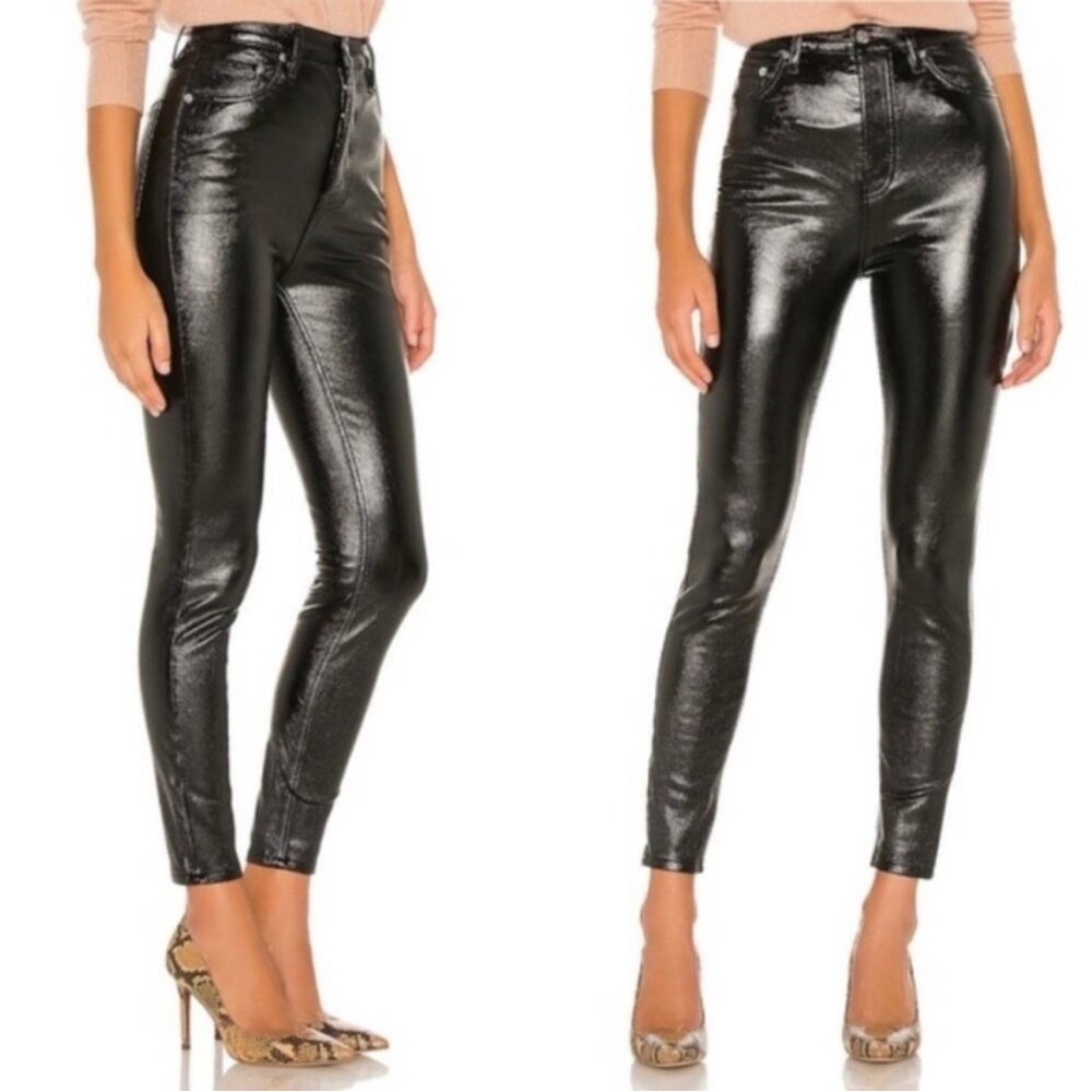 Free People x We The Free Phoenix Coated Skinny Jean in Liquid Black *with flaws